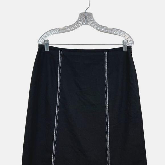 Ann Taylor Loft Womens A Line Skirt Trim Stitch Detail Lined Zip Black Sz 12 - Picture 2 of 6